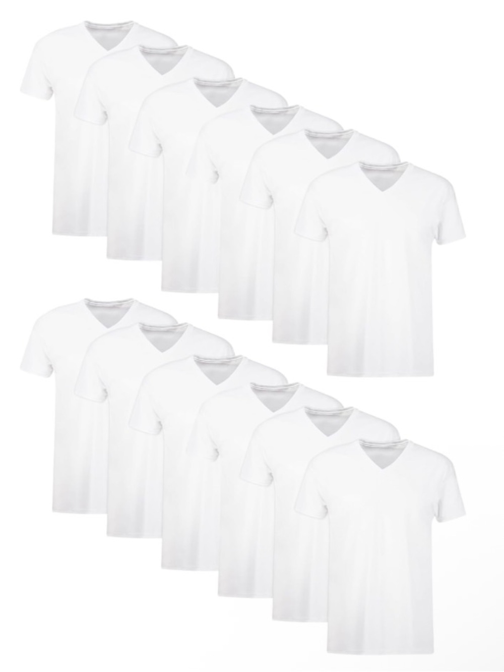 Men's White V-Neck undershirt 12 Pack